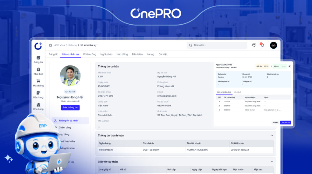 OnePro ERP: Giải Pháp Quản Lý Sản Xuất Tinh gọn 8 Tính năng Quản trị nhân sự trên OnePro ERP